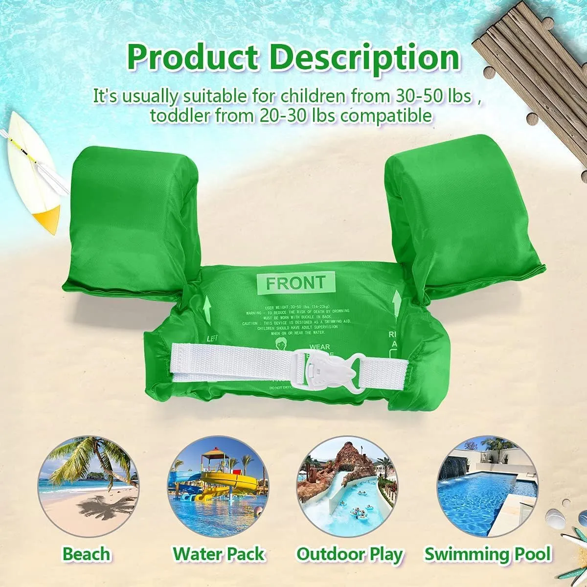 AmazeFan Kids Swim Life Jacket Vest for Swimming Pool, Swim Aid Floats, Toddler Swim Vest with Storage Bag,Suitable for 30-50 lbs Infant/Baby/Toddler,Children/Sea/Beach