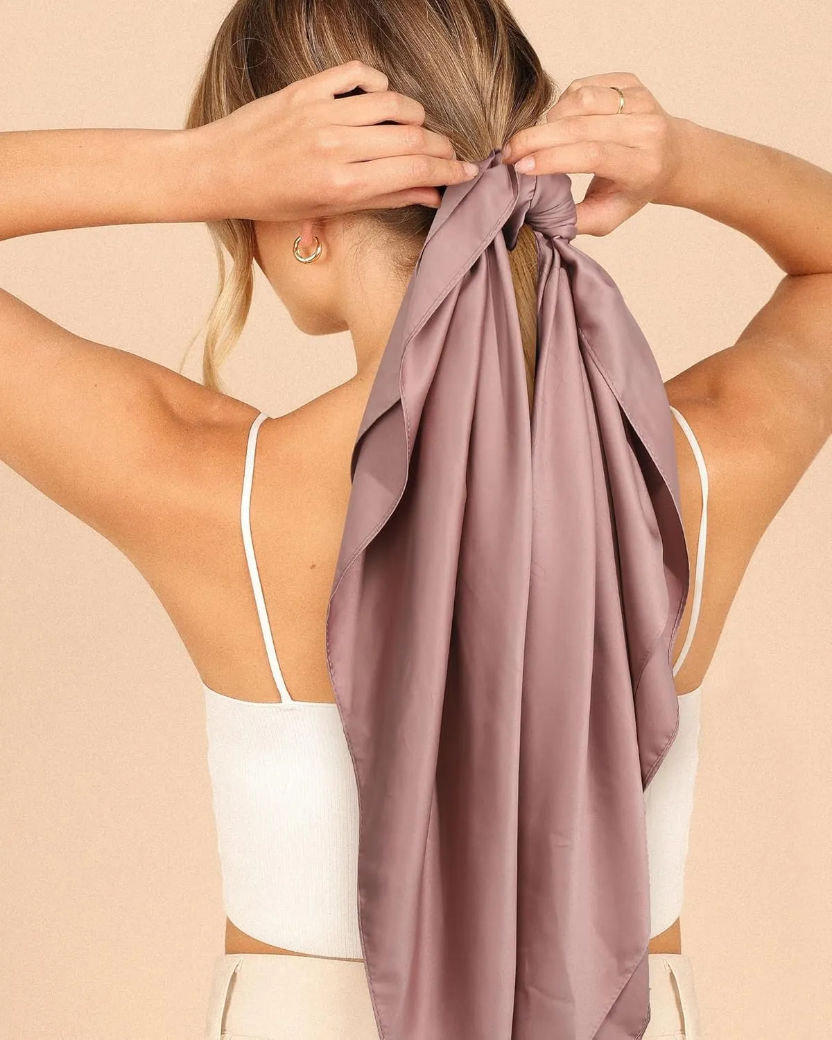 AWAYTR 35 Satin Head Scarves Women Like Silk Scarf Hair Bandanas Women Matte Neck Scarf Head Wrap Hair Headscarf