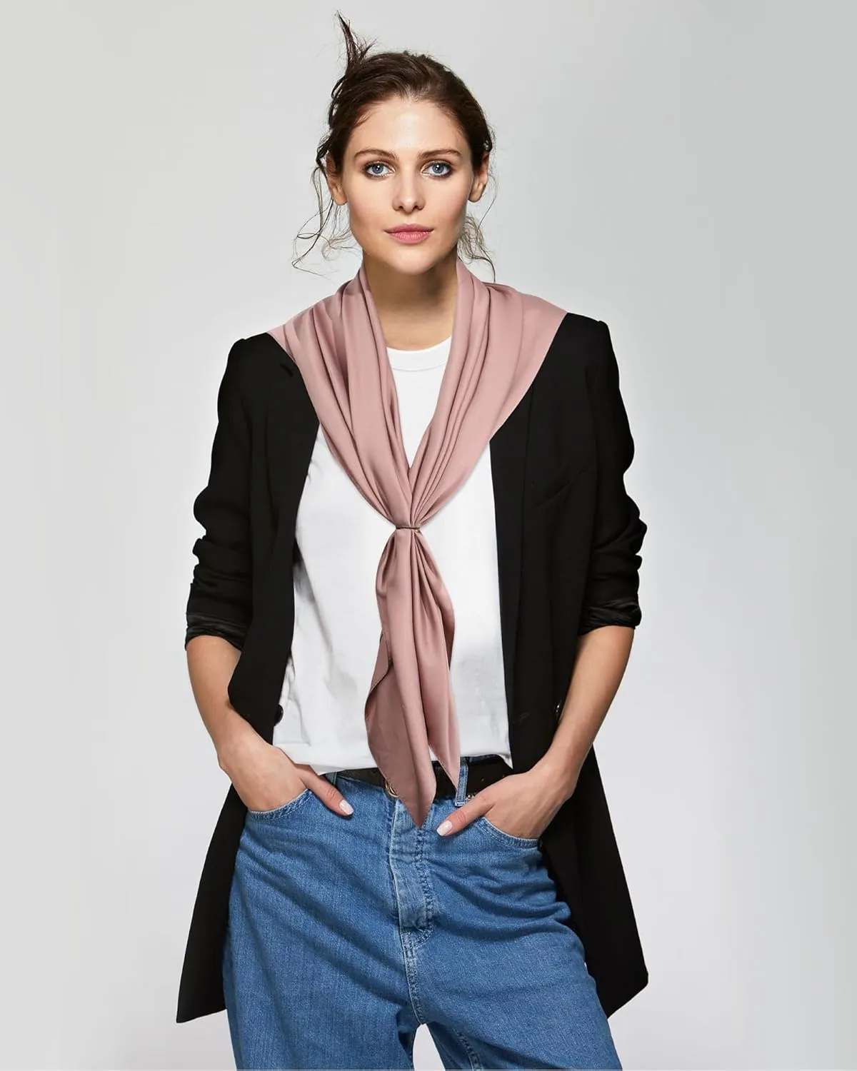 AWAYTR 35 Satin Head Scarves Women Like Silk Scarf Hair Bandanas Women Matte Neck Scarf Head Wrap Hair Headscarf
