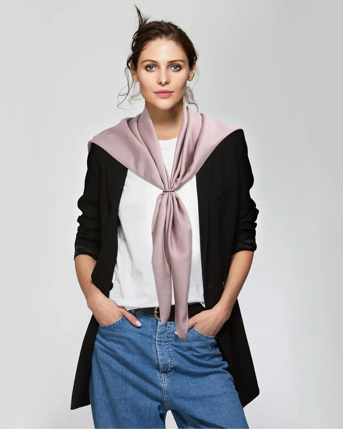 AWAYTR 35 Satin Head Scarves Women Like Silk Scarf Hair Bandanas Women Matte Neck Scarf Head Wrap Hair Headscarf