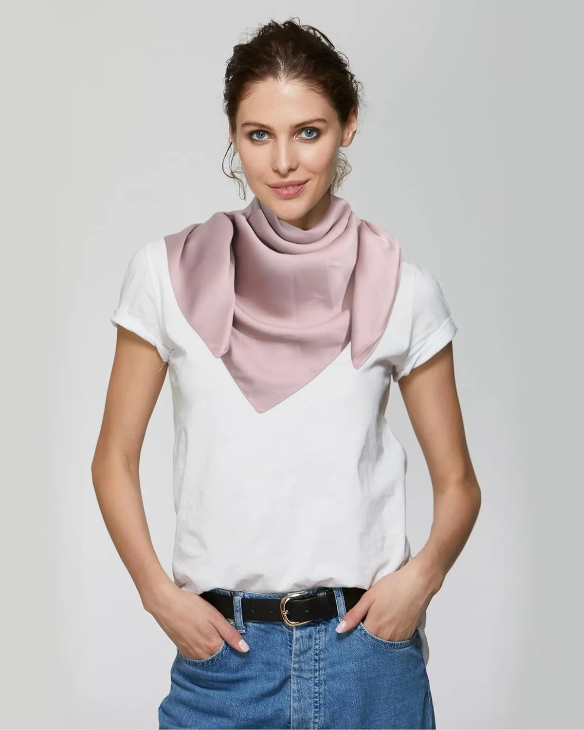 AWAYTR 35 Satin Head Scarves Women Like Silk Scarf Hair Bandanas Women Matte Neck Scarf Head Wrap Hair Headscarf