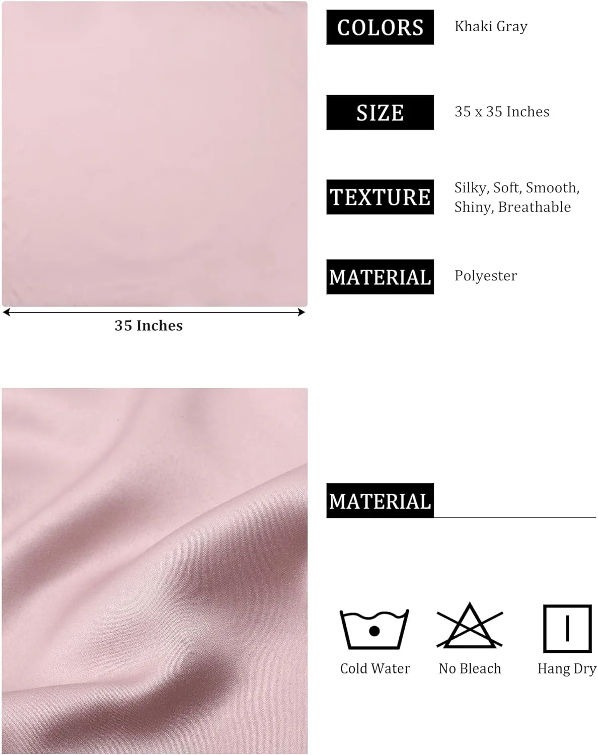 AWAYTR 35 Satin Head Scarves Women Like Silk Scarf Hair Bandanas Women Matte Neck Scarf Head Wrap Hair Headscarf