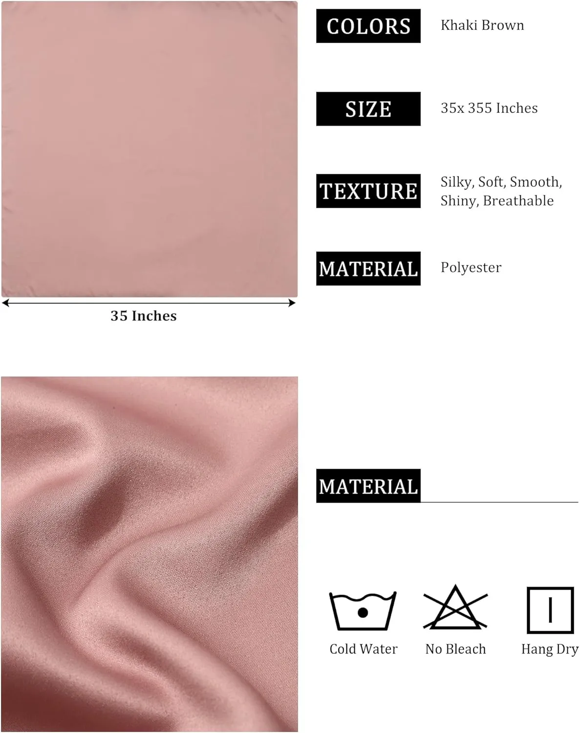 AWAYTR 35 Satin Head Scarves Women Like Silk Scarf Hair Bandanas Women Matte Neck Scarf Head Wrap Hair Headscarf
