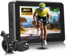 Bicycle Rear View Camera with 4.3' HD Monitor, Color Night Vision and 110 Wide Angle View, Compatible with E-Bike, Mountain and Road Bikes