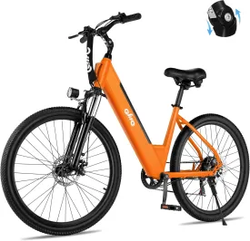 Cityone Electric Bike for Adults 26" Step-Through 22MPH Ebike with 2.1" Tire,UL2849 Certified Built-in Removable Battery,Peak 750W Motor Ebikes with 7 Speed, Commuter E Bicycle