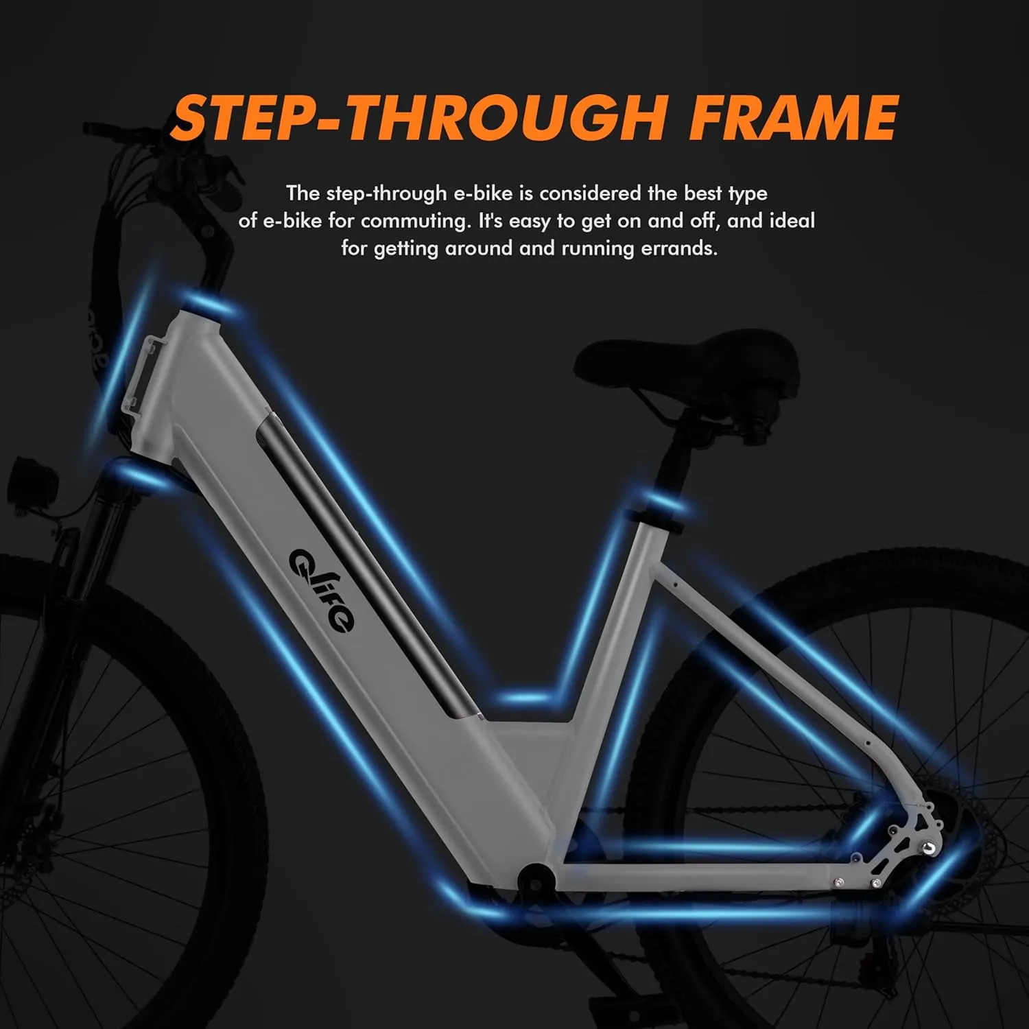 Cityone Electric Bike for Adults 26" Step-Through 22MPH Ebike with 2.1" Tire,UL2849 Certified Built-in Removable Battery,Peak 750W Motor Ebikes with 7 Speed, Commuter E Bicycle