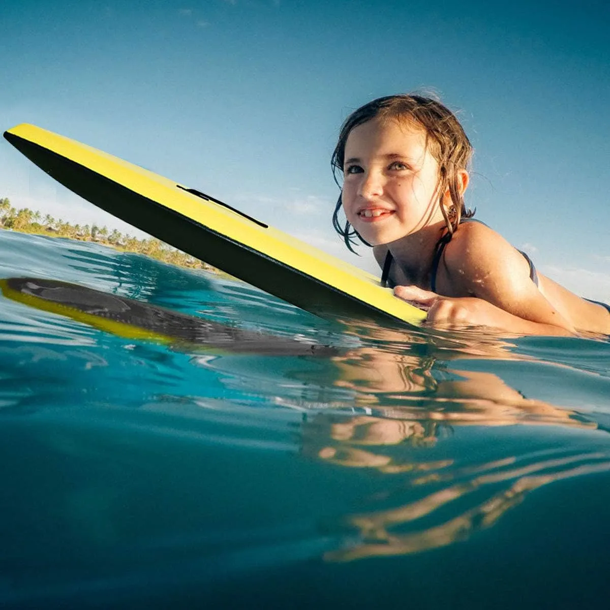 DORTALA 41 Super Lightweight Bodyboard, Body Board with EPS Core, XPE Deck, HDPE Slick Bottom and Premium Wrist Leash, for Sea, Beach, River, Pool and Water Park