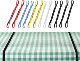 ECOHomes Table Cloth Holders for Outdoors & Picnic Table Bungees Straps (12 PCs Multicolor) - Outdoor Tablecloth Band Clips Hold Down Tableclothe Cover | Extra Strong Camping Rubber Bands Cord
