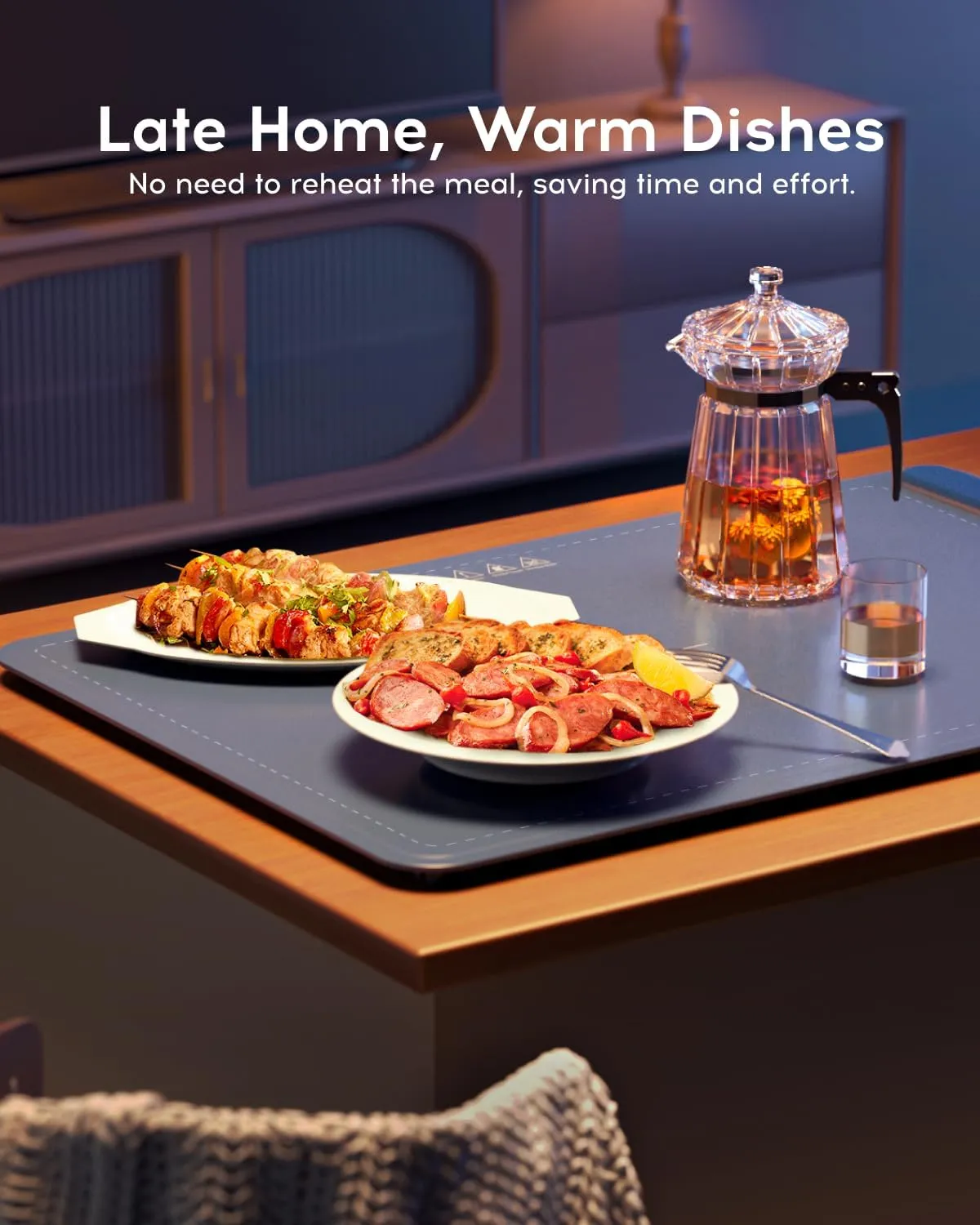 Electric Warming Tray - Full Surface Heating,Rollable & Portable,Premium Silicone Nano-Material,3 Temperature Settings,Auto Shut-Off -Versatile Food Warmer for Gatherings,Parties,Everyday Use