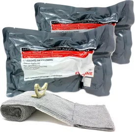 EverOne 4" Israeli Emergency High Strength Compression Bandage, Trauma Wound Dressing, Hemostatic Control Bandage, 2 Pack