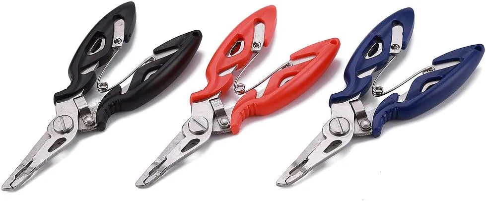 FOSTAR Fishing Pliers, Stainless Steel Hook Remover, Fishing Line Scissors, Braided Line Cutters, Split Ring Opener, 5 Inch Fishing Tool