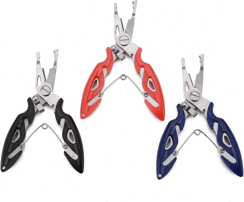 FOSTAR Fishing Pliers, Stainless Steel Hook Remover, Fishing Line Scissors, Braided Line Cutters, Split Ring Opener, 5 Inch Fishing Tool