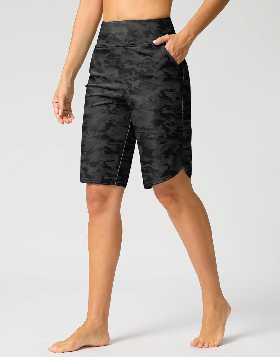 G Gradual Women's High Waisted Swim Board Shorts 11" Knee Length Beach Swimming Long Shorts for Women with Pockets Liner