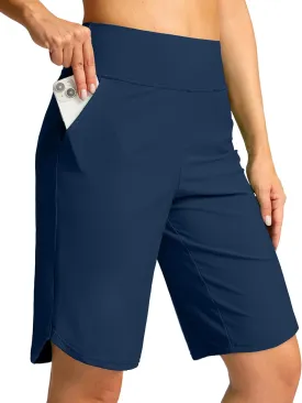 G Gradual Women's High Waisted Swim Board Shorts 11" Knee Length Beach Swimming Long Shorts for Women with Pockets Liner