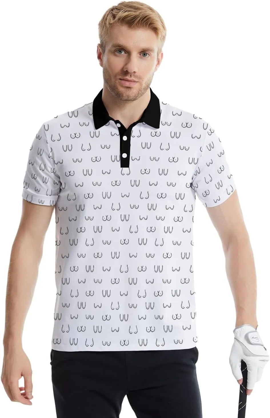 Golf Polos for Men Funny Moisture Wicking Golf Shirts Performance Quick-Dry Polo Shirts Short Sleeve