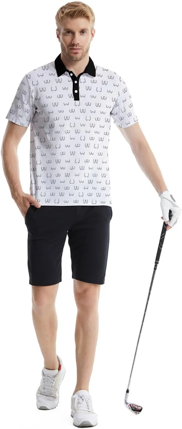 Golf Polos for Men Funny Moisture Wicking Golf Shirts Performance Quick-Dry Polo Shirts Short Sleeve