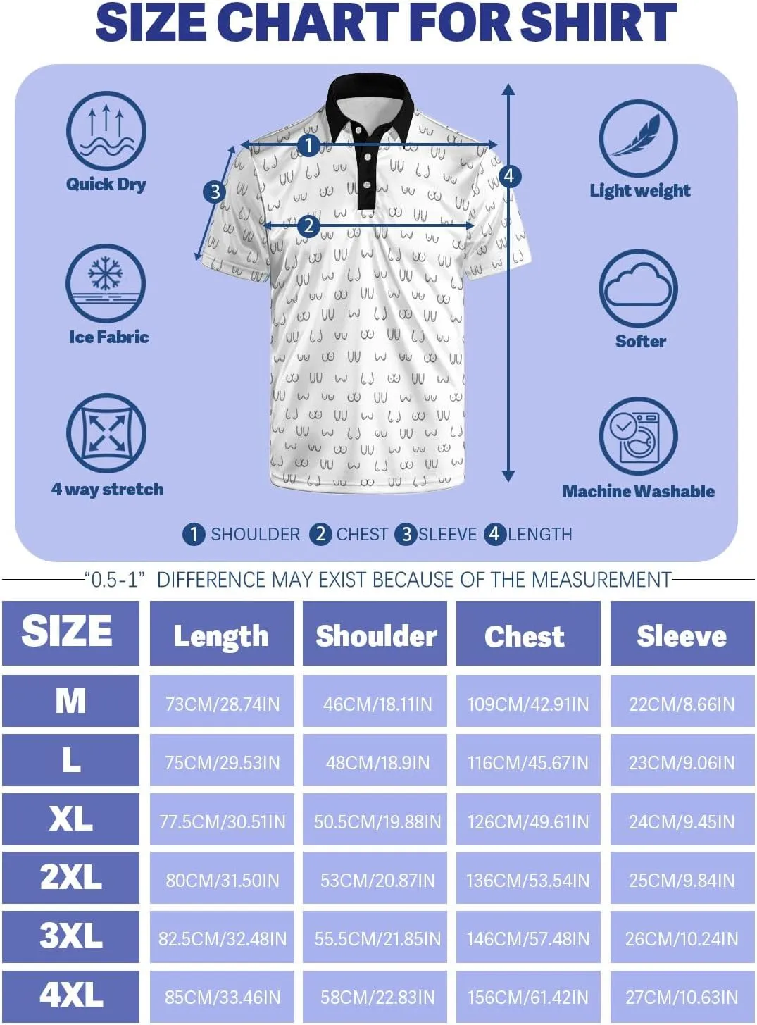 Golf Polos for Men Funny Moisture Wicking Golf Shirts Performance Quick-Dry Polo Shirts Short Sleeve