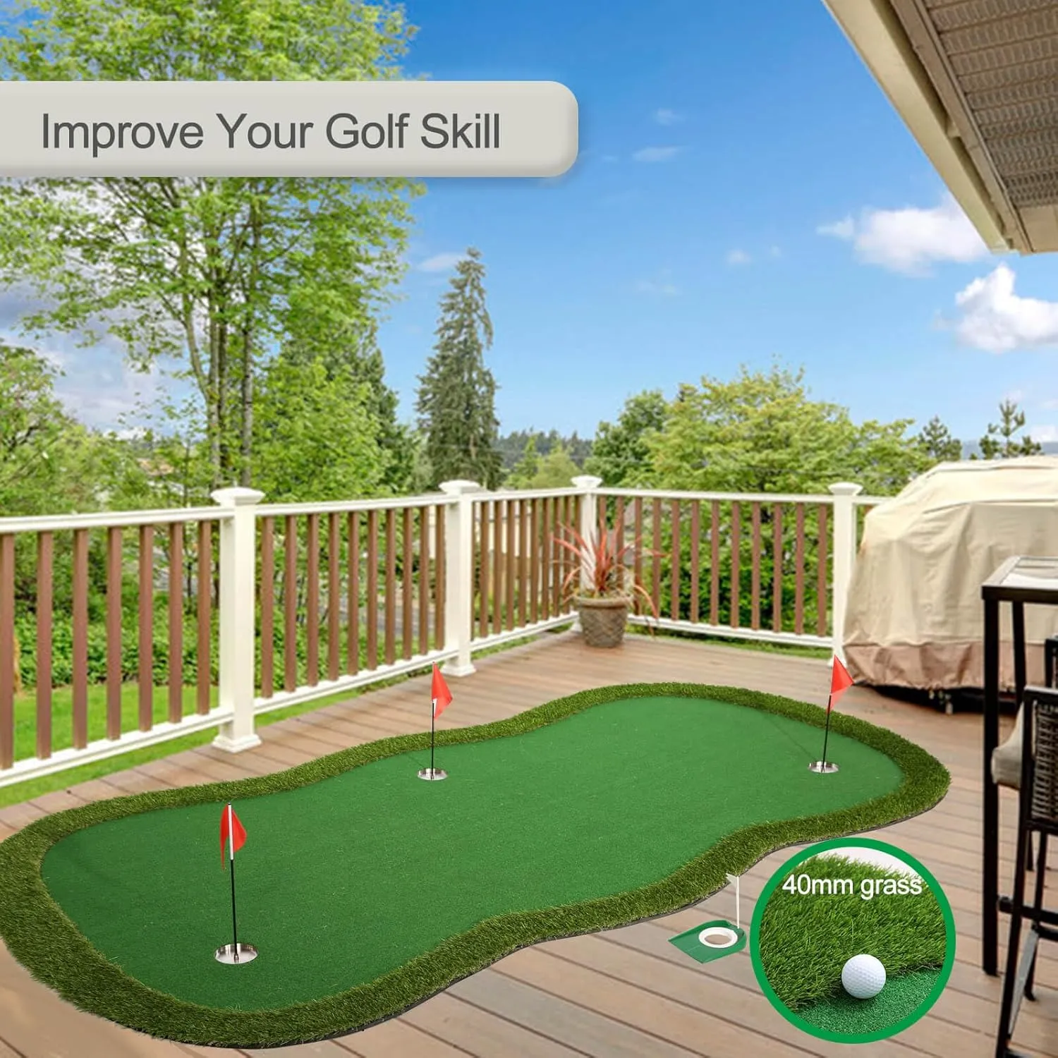 Golf Putting Green, Practice Putting Green Mat, Large Professional Golfing Training Mat for Indoor Outdoor