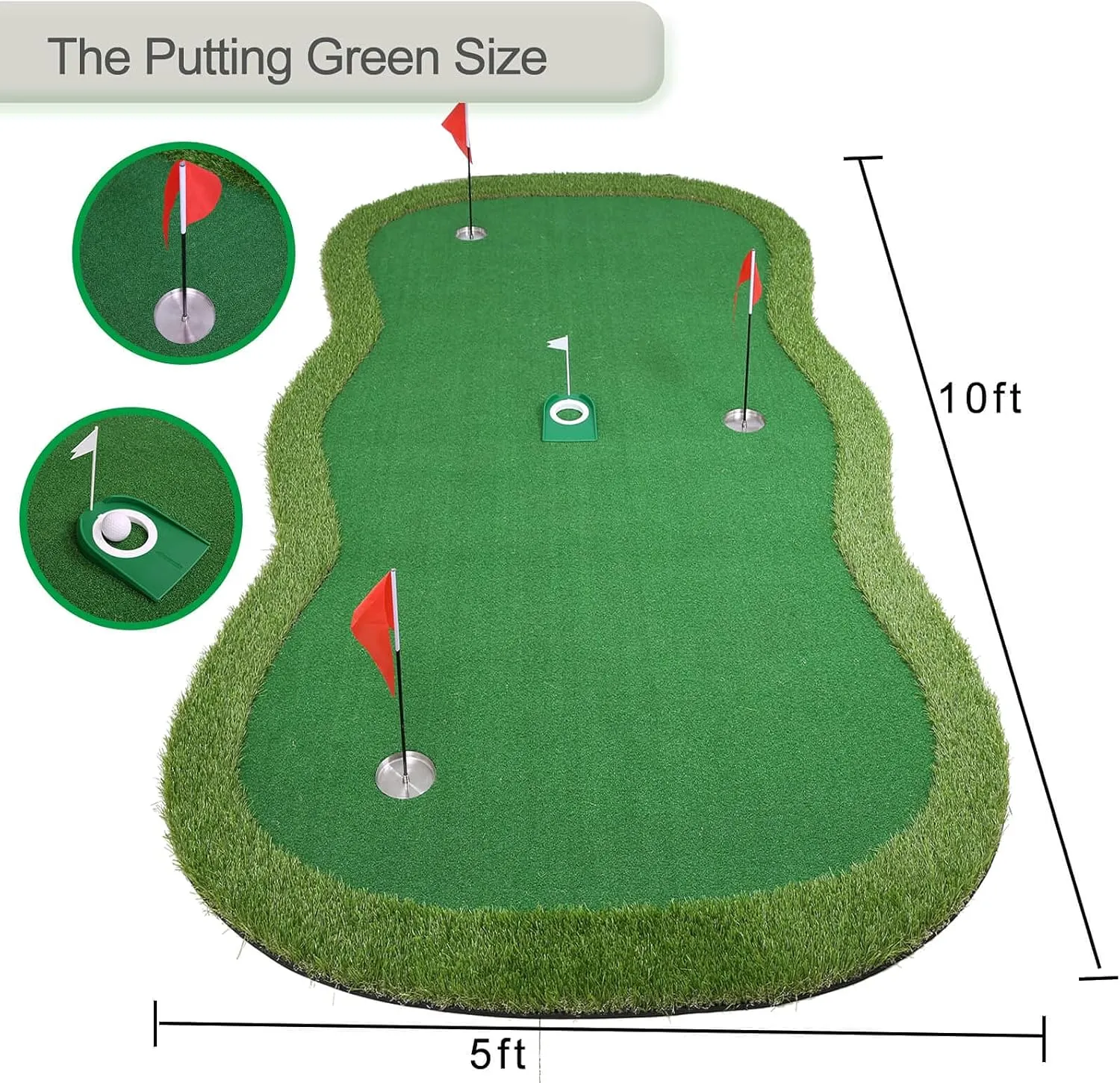 Golf Putting Green, Practice Putting Green Mat, Large Professional Golfing Training Mat for Indoor Outdoor