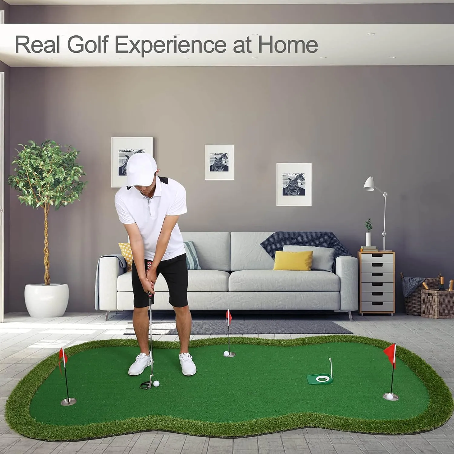 Golf Putting Green, Practice Putting Green Mat, Large Professional Golfing Training Mat for Indoor Outdoor