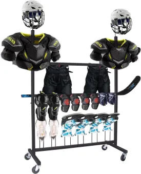 Hockey Gear Drying Rack - Ice Hockey Stick Holder Field Hockey Equipment Dryer - Large Hockey Display Storage Rack Sports Metal Tree Stand for Lacrosse (Patent Protected)