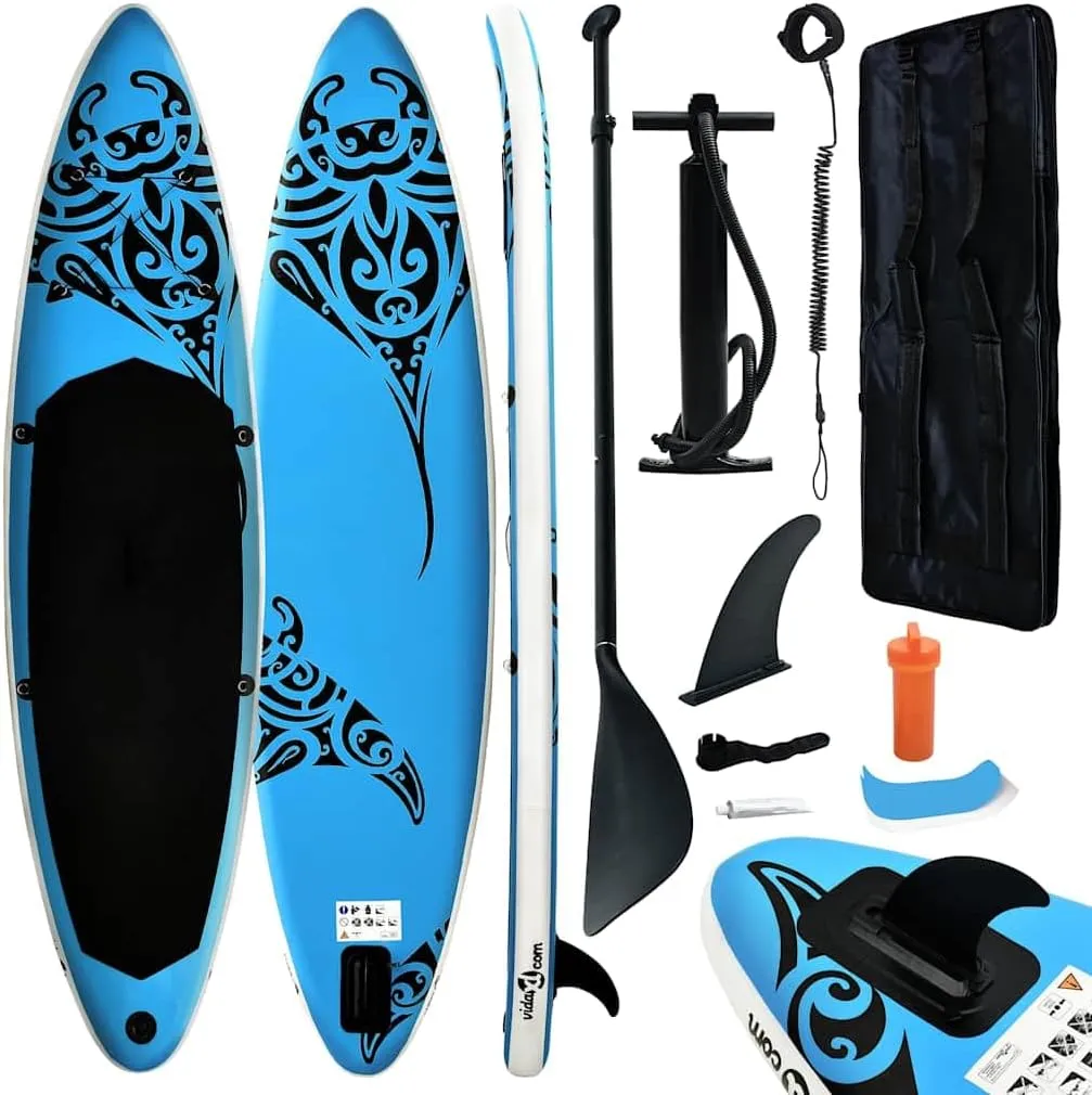 Inflatable Stand Up Paddleboard Set, Puncture-Proof and Stable Design, Easy to Inflate, Blue