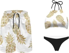 KEIAHUAN Couples Matching Swimsuit Summer Swimwear Women 2 Piece Bikini Set Men Trunk