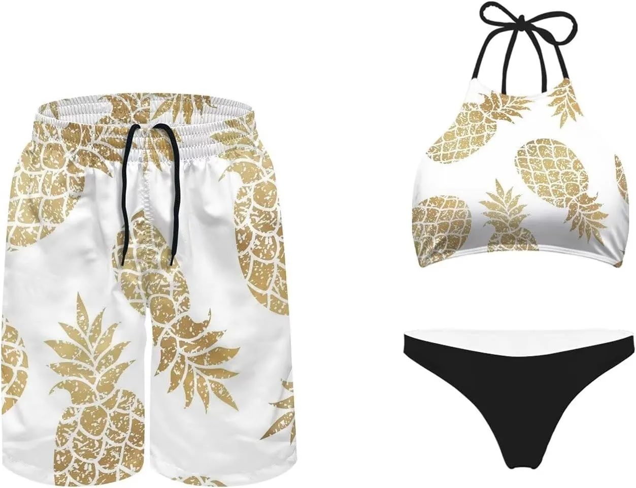KEIAHUAN Couples Matching Swimsuit Summer Swimwear Women 2 Piece Bikini Set Men Trunk
