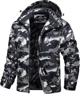 MAGCOMSEN Men's Winter Coats Ski Snow Rain Jackets Water Resistant with Hood Warm Fleece Parka Hiking Fishing Work