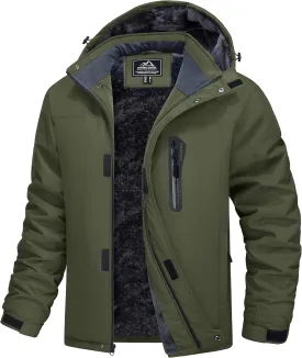 MAGCOMSEN Men's Winter Coats Ski Snow Rain Jackets Water Resistant with Hood Warm Fleece Parka Hiking Fishing Work
