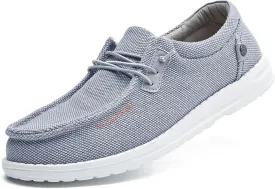 Men's Canvas Slip on Shoes Casual Hands Free Loafers Breathable Stretch Easy Walking Slip-Ons Lightweight Soft Boat Shoes