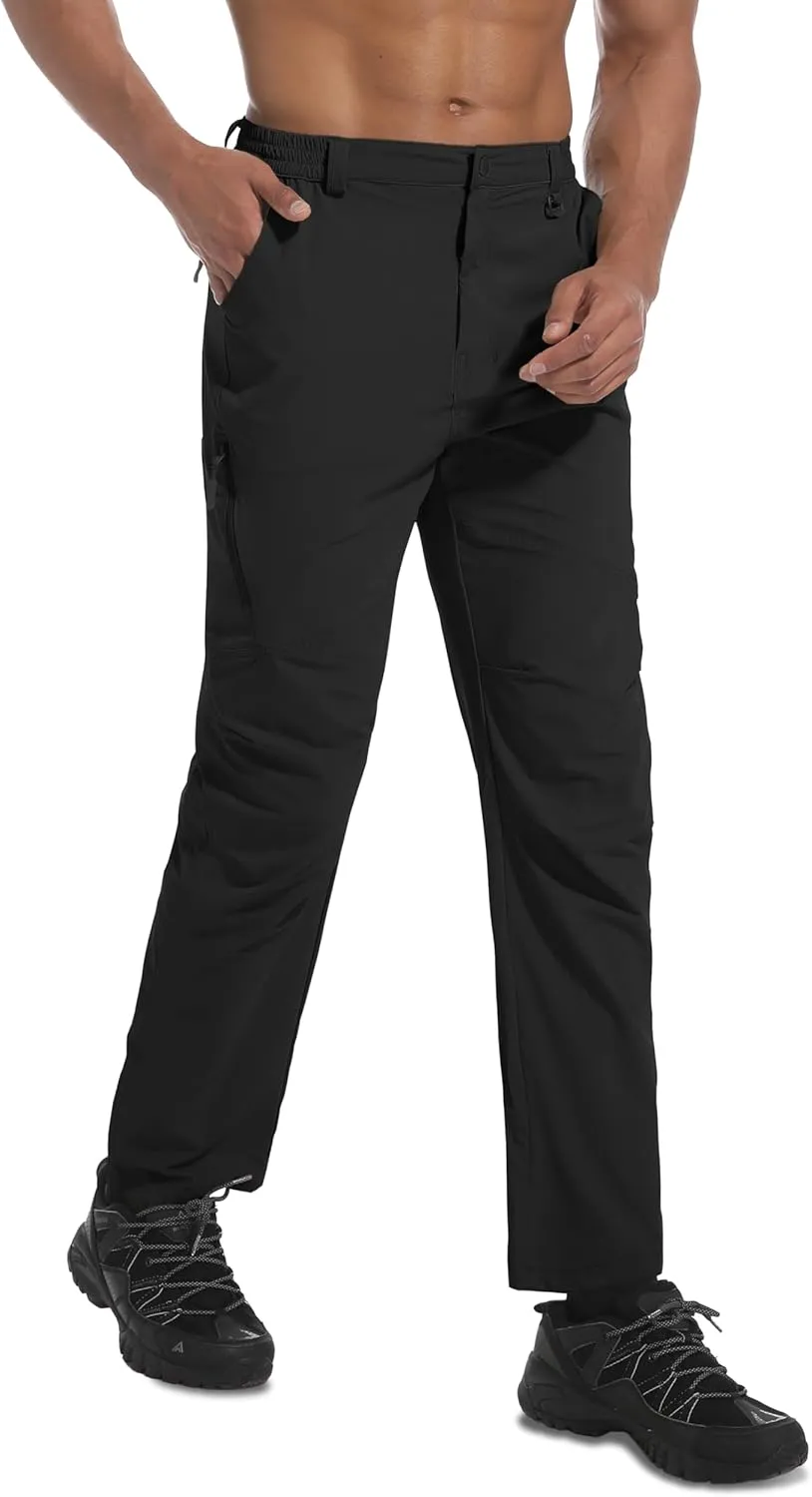 Men's Lightweight Hiking Pants Quick Dry Waterproof Stretch Travel Fishing Camping Work Cargo Pants Zipper Pockets
