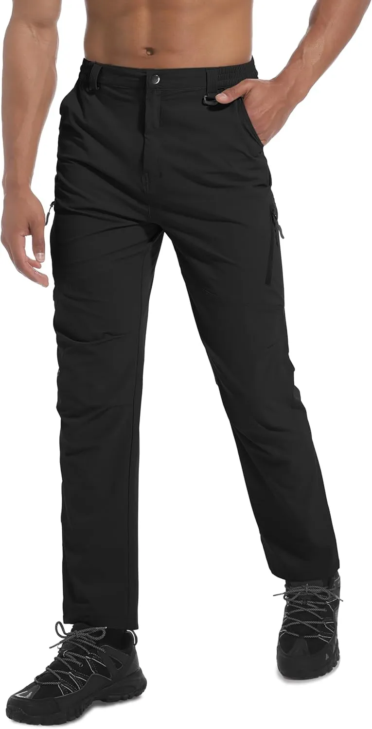 Men's Lightweight Hiking Pants Quick Dry Waterproof Stretch Travel Fishing Camping Work Cargo Pants Zipper Pockets