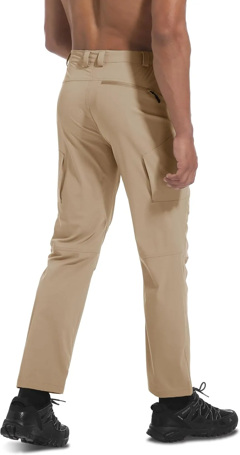 Men's Lightweight Hiking Pants Quick Dry Waterproof Stretch Travel Fishing Camping Work Cargo Pants Zipper Pockets