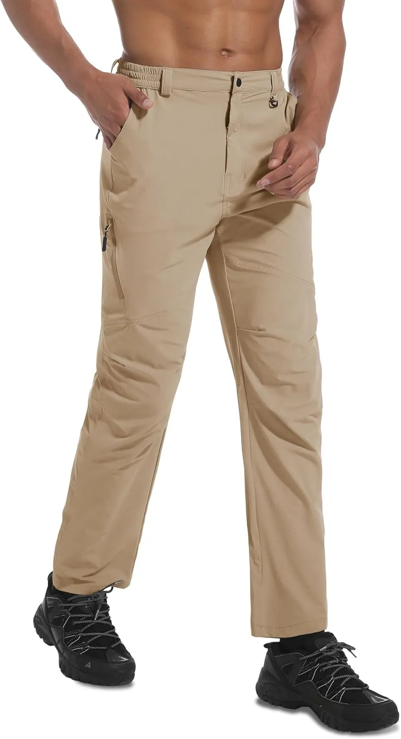 Men's Lightweight Hiking Pants Quick Dry Waterproof Stretch Travel Fishing Camping Work Cargo Pants Zipper Pockets