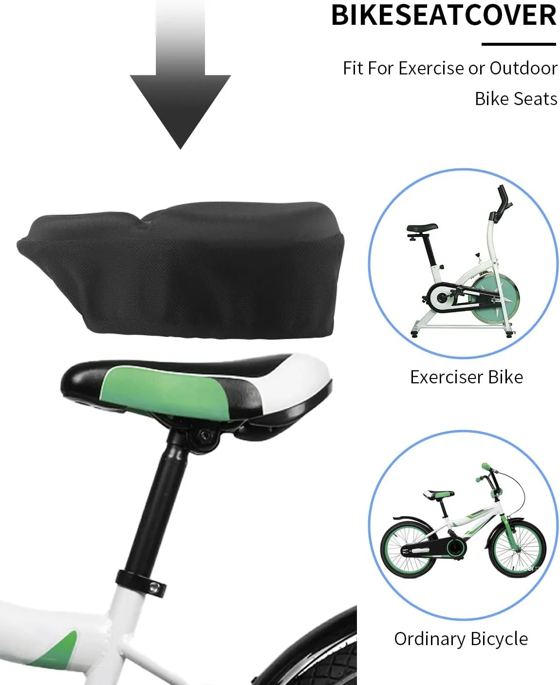 MSDADA Large Gel Bike Seat Cover, Extra Soft Bike Seat Cushion for Men Women Comfort Wide, Fits Indoor outdoor Cycling(11.41 inch x 10.24 inch)