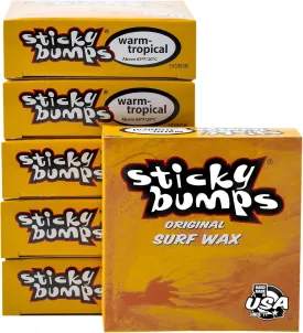 Sticky Bumps Warm/Tropical Surf Wax - 6 Pack | Long-Lasting Surfboard Wax | Great Bump Building for Surfing | Non-Toxic, Nature-Safe | Warm Water Surf Wax for Temps 69F/20C and Above