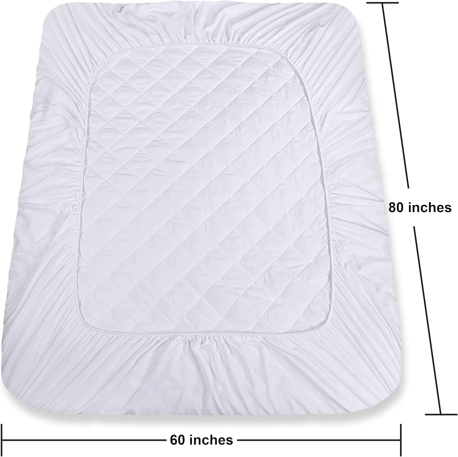 Utopia Bedding Quilted Fitted Mattress Pad, Queen Size, Elastic Fitted Mattress Topper Protector and Cover Stretches up to 16 Inches Deep, Machine Washable (White)